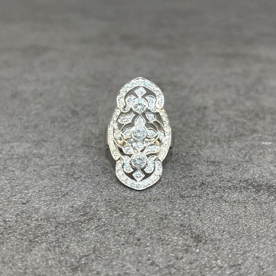 ทองคำขาว แหวนเพชร ดีไซน์สวย แนว Art Deco Size 53