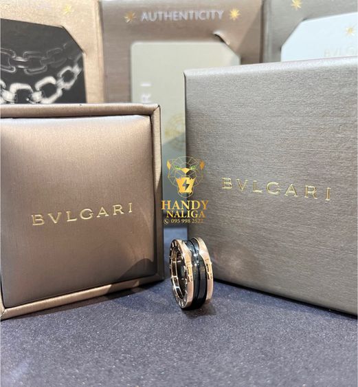 ทอง แหวน Bvlgari  B Zeroโรสโกลด์ Ceramic ดำ 2 ชั้น ไซส์ 53 กล่องใบครบ ปี 2020 