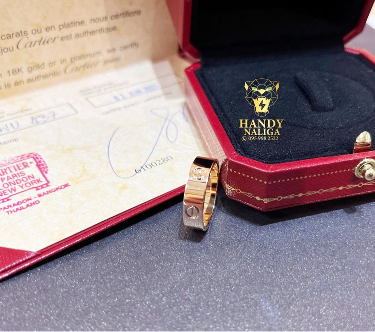 แหวน Cartier Love ตัวหนา Rose Gold โรสโกลด์ ไซส์ 57 กล่องใบครบ รูปที่ 1