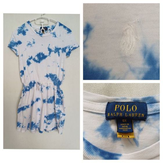 Polo Ralph Lauren Tie-Dye Print Kids T-shirt Dress Size 6X 125cm รูปที่ 1