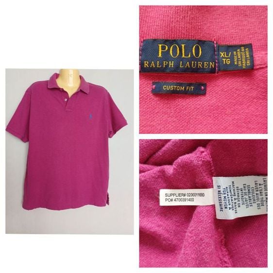 เสื้อโปโล แขนสั้น Polo Ralph Lauren Custom Fit Size XL สีชมพูบานเย็น