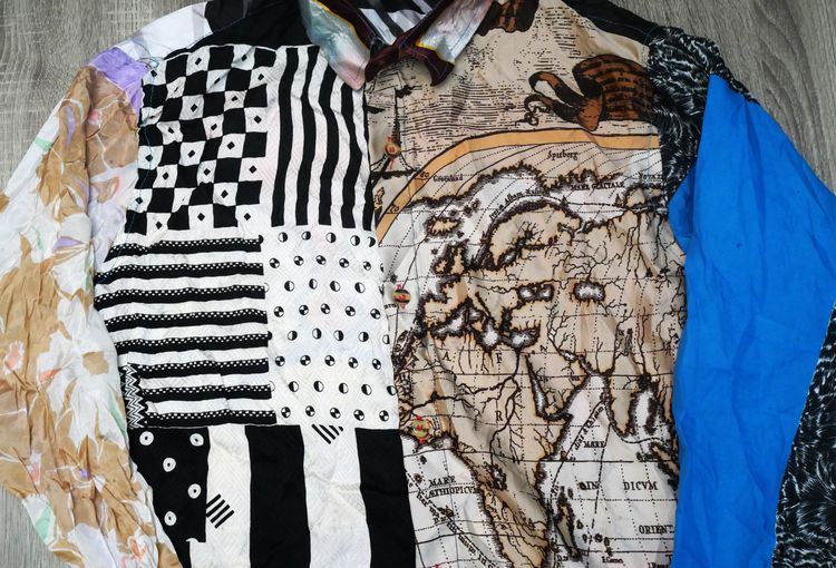 Vintage Unisex Italy Silk Custom Remake Long Sleeve Shirt rare Items  รูปที่ 3