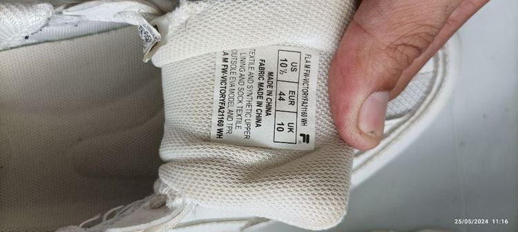 รองเท้าผ้าใบ หนัง PU UK 10 | EU 44 2/3 | US 10.5 ขาว รองเท้า fila