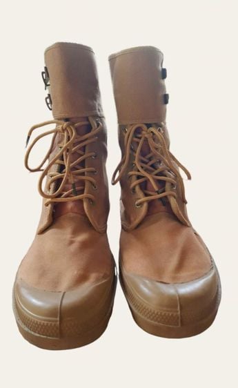 รองเท้าบู๊ท ผ้าใบ UK 10 | EU 44 2/3 | US 10.5 น้ำตาล Vtg. Palladium High Double Strap Boots 