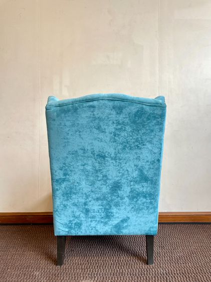 เก้าอี้อาร์มเเชร์ พร้อมสตูล เบาะผ้ากำมะหยี่สีฟ้า รูปที่ 13