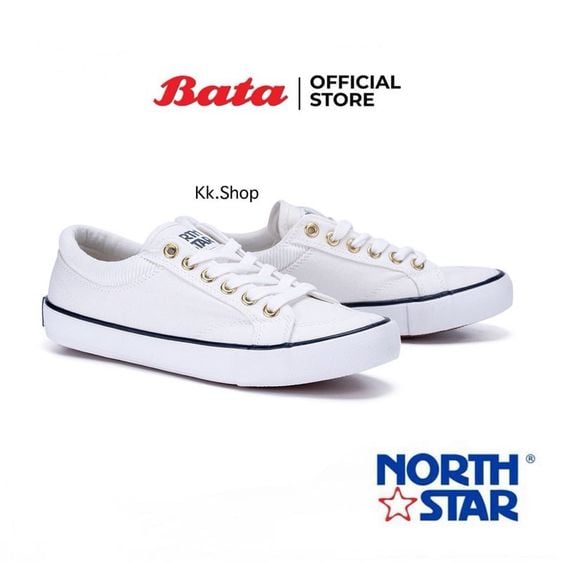 UK 5 | EU 38 | US 6.5 ขาว Bata บาจา ยี่ห้อ North Star รองเท้าผ้าใบสนีคเกอร์