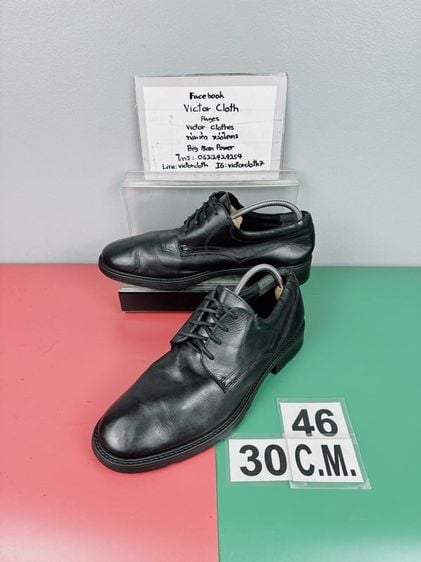 รองเท้าหนังแท้ Claiborne Sz.12us46eu30cm สีดำ สภาพสวยมากไม่ขาดซ่อม ใส่เรียนทำงานได้