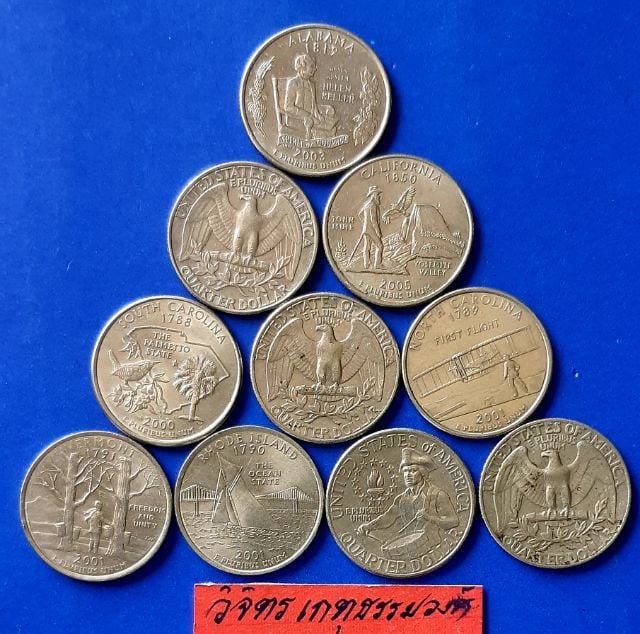 เหรียญ ธนบัตร ต่างประเทศ รวมเหรียญอมเริกา 10 เหรียญ
