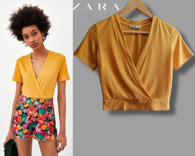 อื่นๆ เสื้อเชิ้ตและเสื้อผู้หญิง S เหลือง แขนสั้น Zara 
