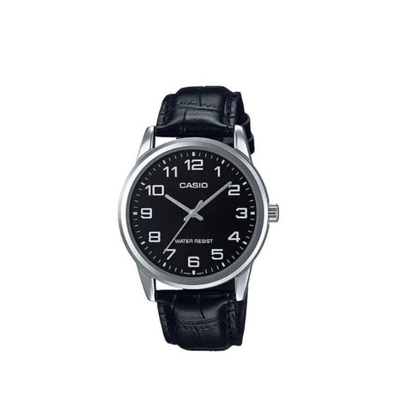 CASIO นาฬิกาข้อมือ สายหนังดำ รุ่น MTP-V001L-1b