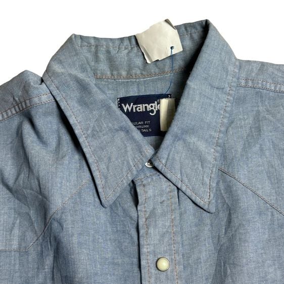 เสื้อเชิ้ตงานเก่า Wrangler​ ยีนส์​บาง made in USA​ Size XL​ Tails 18 รูปที่ 8