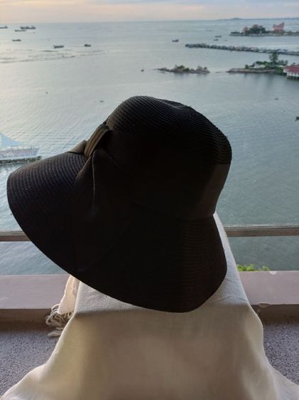 Gu Women Hat หมวกสาน สีดำสนิท รูปที่ 3