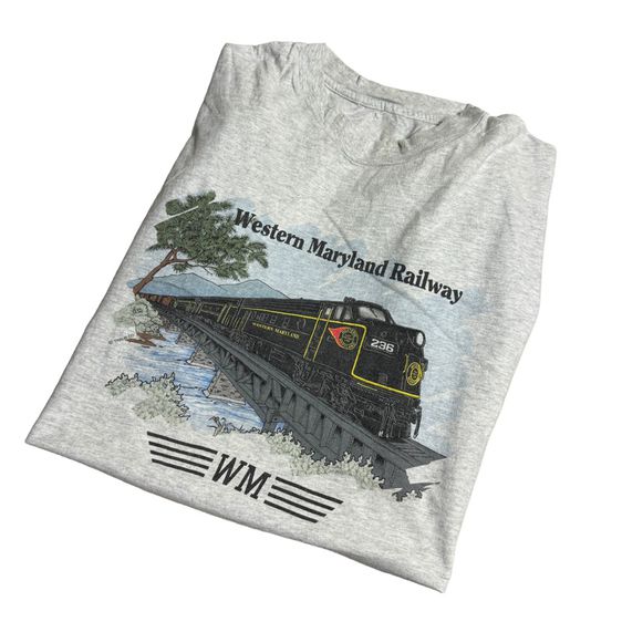 เสื้อยืดงานเก่า 90s WM หัวจักรถไฟ​ งานสวย Size XL​ 