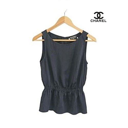 CHANEL Satin Sleeveless Top Made In France