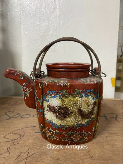 กาน้ำชาจีน เขียนลายมังกรสะสมA2 รูปที่ 9