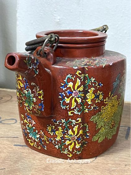 กาน้ำชาจีน เขียนลายนกไม้ สะสมA3 รูปที่ 3