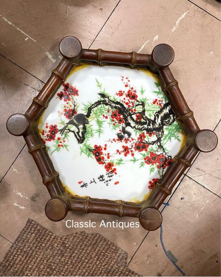 ถาดกระเบื้อง ลายนกไม้ สะสม รูปที่ 3