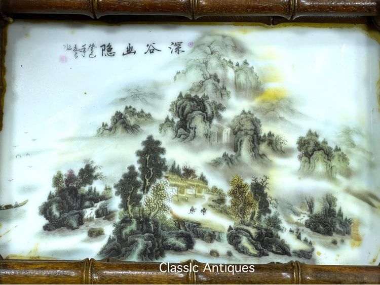 ถาด กระเบื้อง ลายเขาไม้จีนสะสมA2 รูปที่ 5