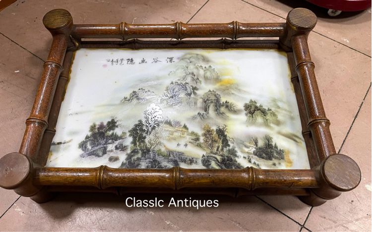 ถาด กระเบื้อง ลายเขาไม้จีนสะสมA2 รูปที่ 6