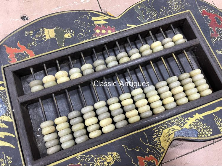 ลูกคิดจีน เขียนลายน้ำทองเก่าสะสมA1 รูปที่ 3