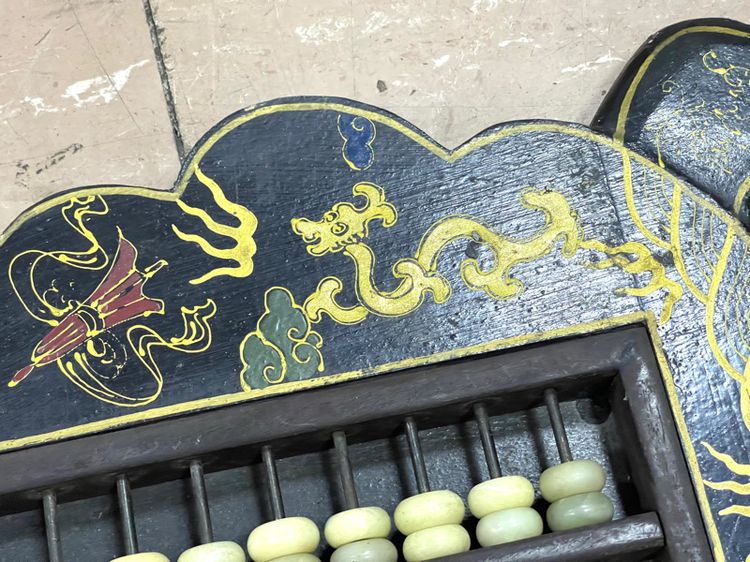 ลูกคิดจีน ทรงเต่า เขียนลายน้ำทองเก่าสะสมA2 รูปที่ 7