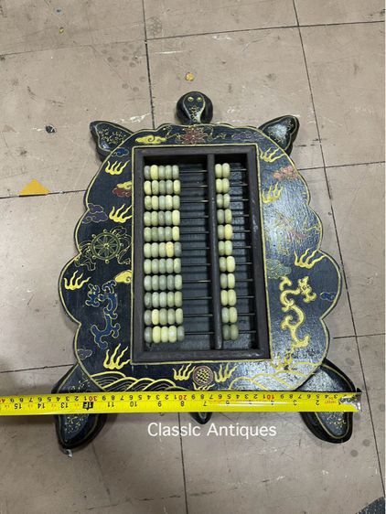 ลูกคิดจีน ทรงเต่า เขียนลายน้ำทองเก่าสะสมA2 รูปที่ 11