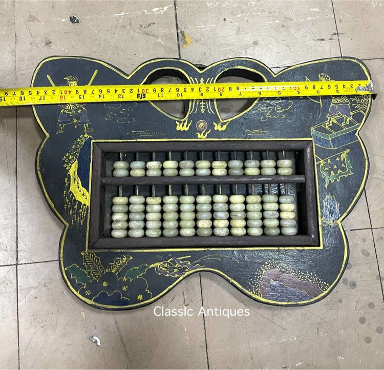 ลูกคิดจีน ทรงผีเสื้อ เขียนลายน้ำทองเก่าสะสมA3 รูปที่ 11