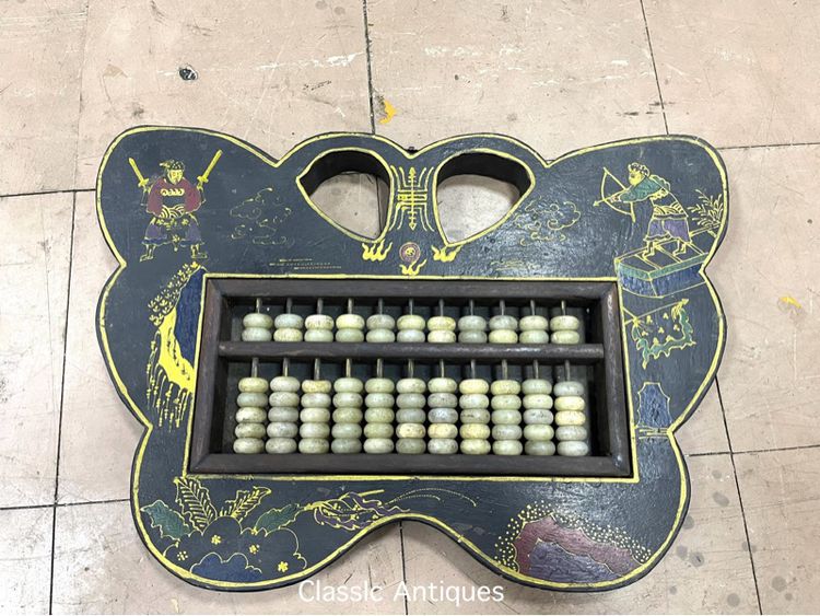 ลูกคิดจีน ทรงผีเสื้อ เขียนลายน้ำทองเก่าสะสมA3