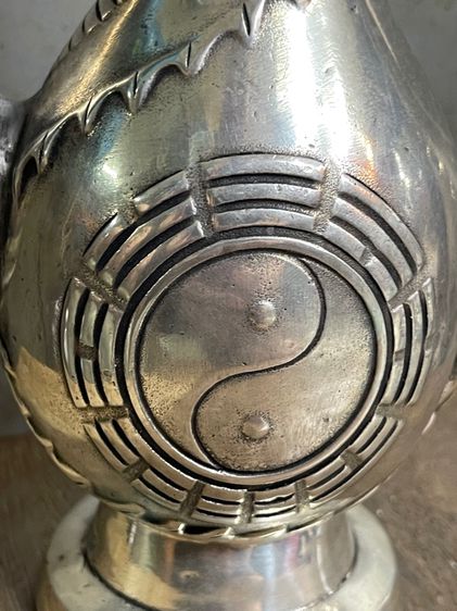 กาน้ำชา หัวมังกร หยินหยางกะไหล่เงินสะสม รูปที่ 6