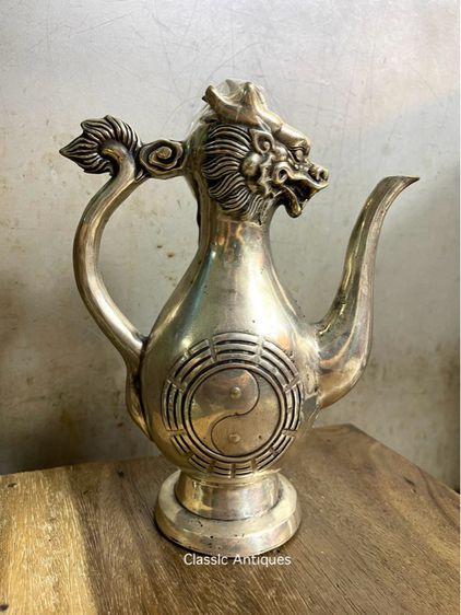 กาน้ำชา หัวมังกร หยินหยางกะไหล่เงินสะสม รูปที่ 9