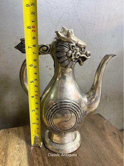 กาน้ำชา หัวมังกร หยินหยางกะไหล่เงินสะสม รูปที่ 13