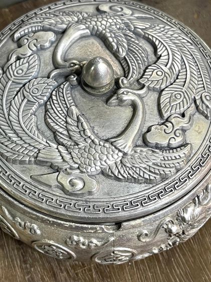 โถ ฝากะไหล่เงิน ลายนกฟีนิกซ์ มังกรสะสมA15 รูปที่ 5