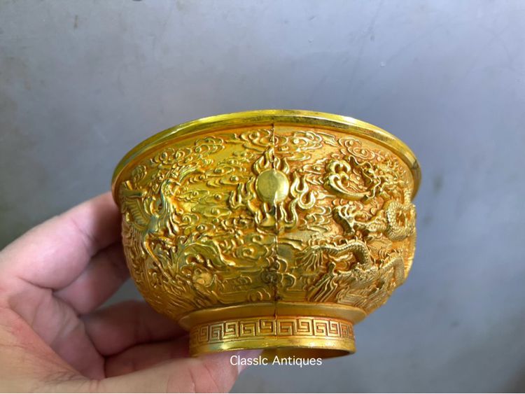 ถ้วยน้ำชา มังกร นกฟีนิกซ์ กะไหล่ทอง A1 รูปที่ 11