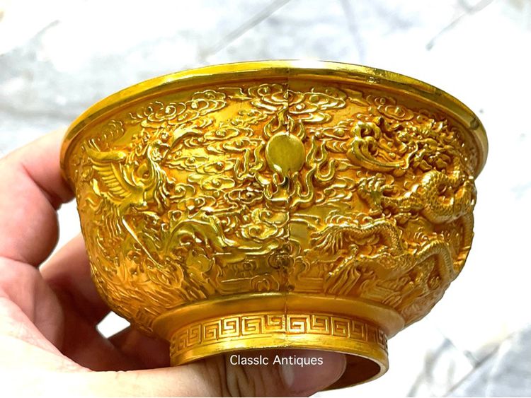 ถ้วยน้ำชา มังกร นกฟีนิกซ์ กะไหล่ทอง A1 รูปที่ 7