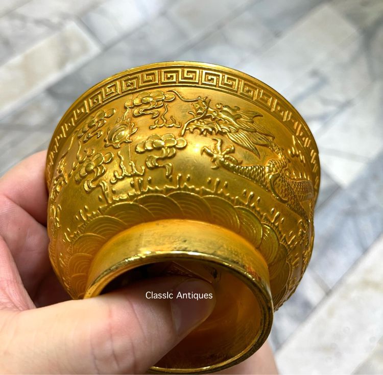 ถ้วยน้ำชา มังกรคู่ กะไหล่ทอง A2 รูปที่ 3