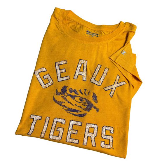 เสื้อยืด​ Champion​ x Geaux Tigers Size XL ผ้านิ่ม 