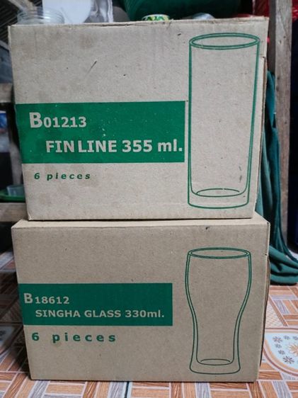 ขายแก้วเบียร์​มีโลโก้มมีอยู่​2กล่องชุละ6ใบหายากสินค่าไม่ได้ใช้อยู่​เชียใหม่ชุดละ300บาท