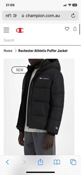 เสื้อแจ็คเก็ต | เสื้อคลุม ดำ เสื้อ Puffer Jacket Champion ไซส์ S