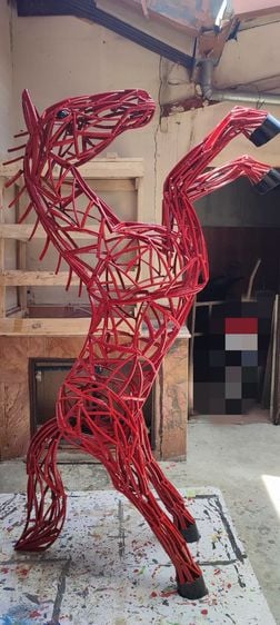 Unique Metal World Art red horse 2 meters