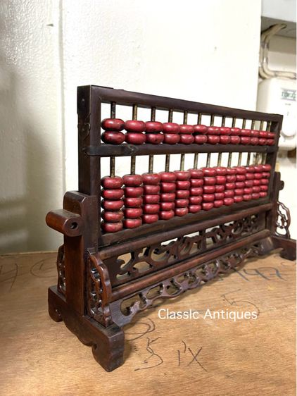 ลูกคิด ฐานไม้แกะสลักA4 รูปที่ 3