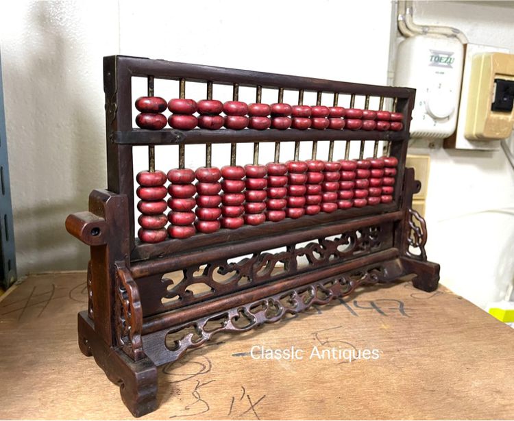 ลูกคิด ฐานไม้แกะสลักA4 รูปที่ 2