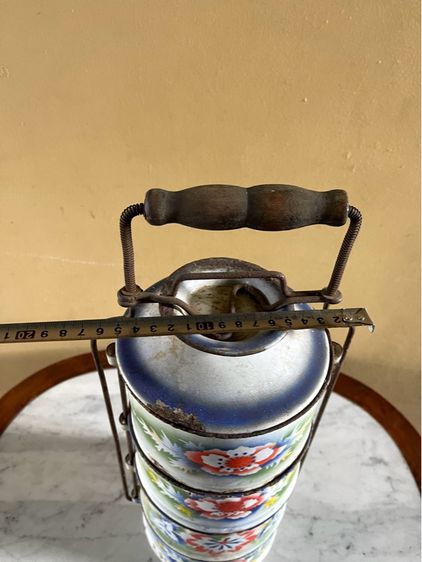 ปิ่นโต สังกะสีอีนาเมล โบราณสะสม รูปที่ 6