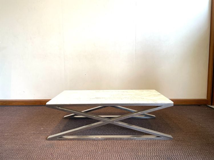 อื่นๆ อะลูมิเนียม ขาว โต๊ะกลาง ท็อปหินเทียม โครงขาสแตนเลส