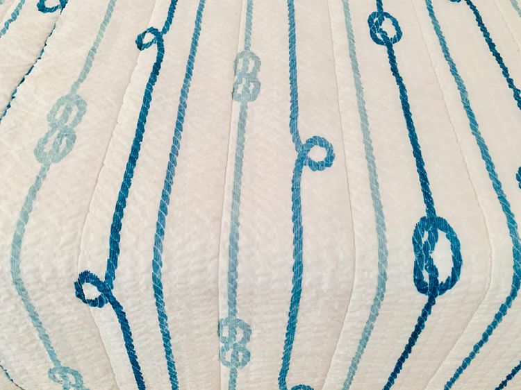 ผ้าห่ม (แบบบาง) ขนาด 5ฟุต สีขาวลายเชือกสีฟ้า ยี่ห้อ Amante (สภาพใหม่) มือสองสภาพดี สินค้าญี่ปุ่น-เกาหลีแท้ รูปที่ 3