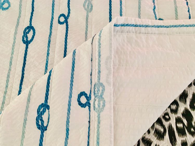 ผ้าห่ม (แบบบาง) ขนาด 5ฟุต สีขาวลายเชือกสีฟ้า ยี่ห้อ Amante (สภาพใหม่) มือสองสภาพดี สินค้าญี่ปุ่น-เกาหลีแท้ รูปที่ 7