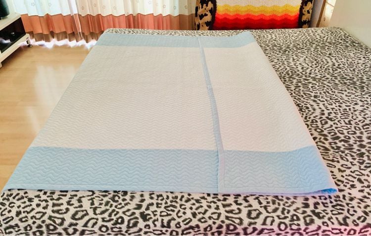 ผ้าห่ม หรือผ้าปูรองนอน (แบบบาง) ขนาด 5ฟุต สีฟ้าทูโทนปักลายดอกวินเทจ (สภาพใหม่) มือสองสภาพดี สินค้าญี่ปุ่น-เกาหลีแท้ รูปที่ 11
