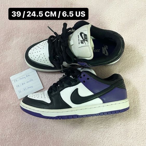 รองเท้าผ้าใบ หนังแท้ ม่วง Nike SB Dunk Low Court Purple ของแท้ (size 39)
