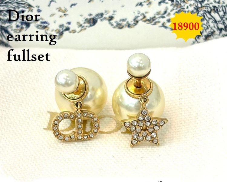 ทองคำขาว ต่างหูมุกDior earring fullset บิลไทย 