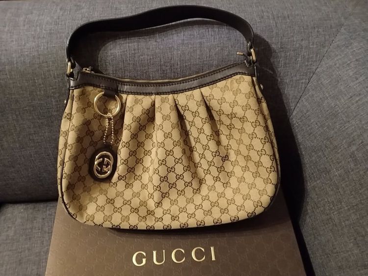 Gucci ผ้า หญิง น้ำตาล กระเป๋ากุชชี่แท้ รุ่น Sukey Hobo ไซส์ Medium