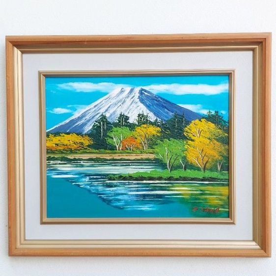 รูปติดผนัง ภาพเขียนสีน้ำมัน ฟูจิซัง  ในฤดูใบไม้ร่วง  เป็นมุมที่ภูเขาฟูจิ สวยมากๆอีกมุมทีเดียวครับ ฟูจิขึ้นชื่อได้ว่า คือสัญลักษณ์ของประเทศญี่ปุ่นครับ🗻